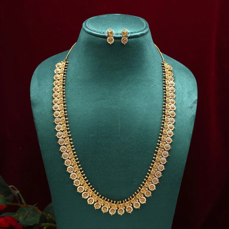 Antique Gold AD Small Flower Chakra Haram Set